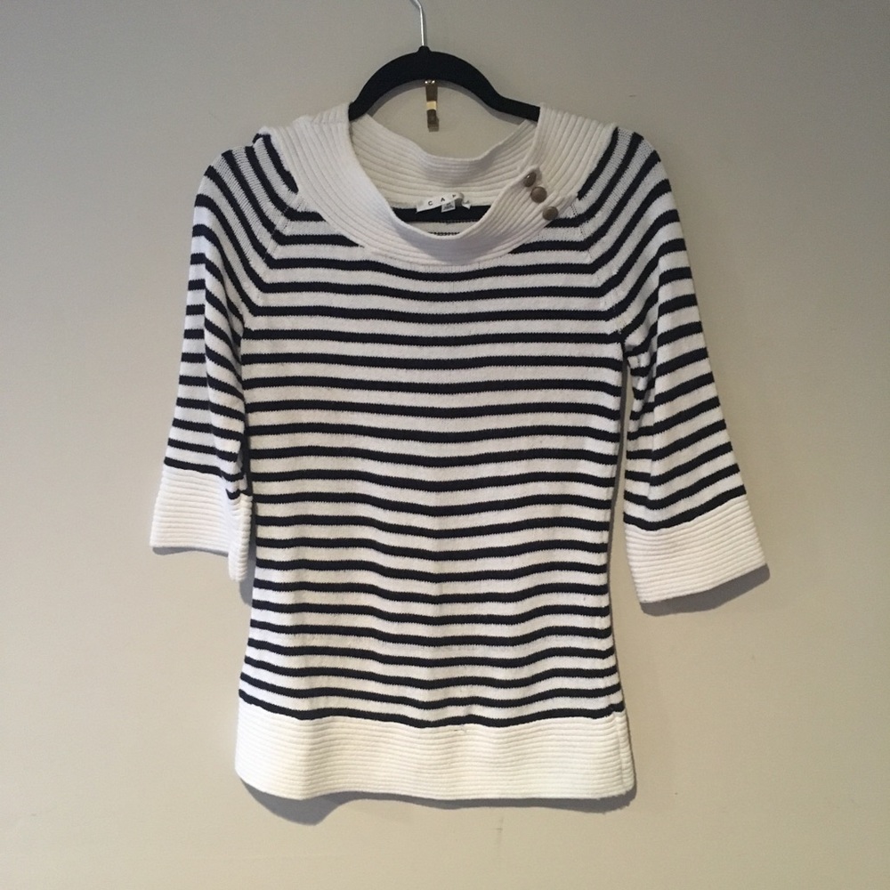 3/4 sleeve stripped sweater